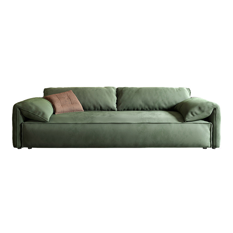 Fabric Living Room Pillow Top Arm Standard Cushions Green Settee 83"L x 39"W x 31"H Suede Clearhalo 'furn' 'furn_sofas' 'Furniture' 'furniture_sofas' 'kitchen' 'kitchen_sofas' 'Living Room Furniture' 'Sofa' 'sofas' 4804818