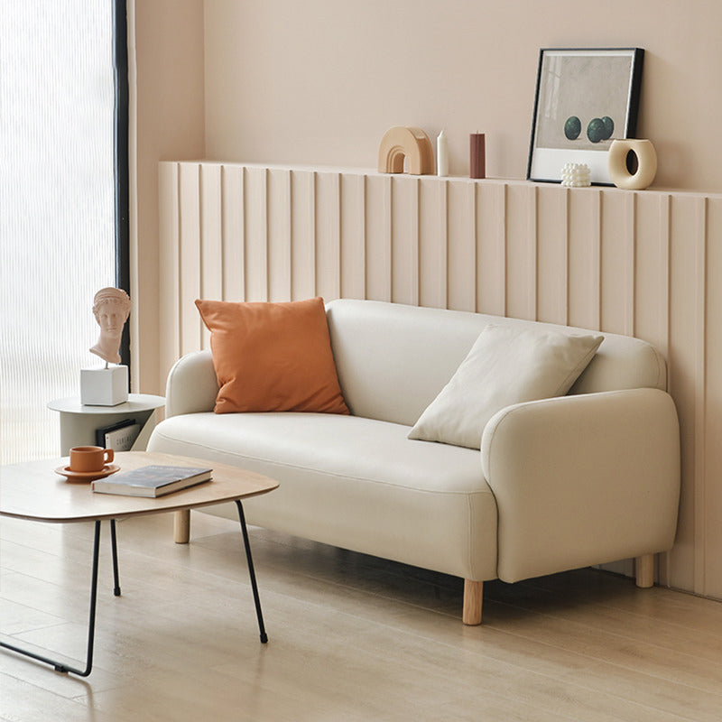 Cushioned Backrest Sponge Padded Fabric Beige/orange/dark Green Sofa Clearhalo 'furn' 'furn_sofas' 'Furniture' 'furniture_sofas' 'kitchen' 'kitchen_sofas' 'Living Room Furniture' 'Sofa' 'sofas' 4804828