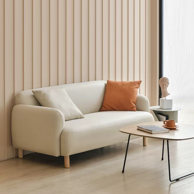 Cushioned Backrest Sponge Padded Fabric Beige/orange/dark Green Sofa Clearhalo 'furn' 'furn_sofas' 'Furniture' 'furniture_sofas' 'kitchen' 'kitchen_sofas' 'Living Room Furniture' 'Sofa' 'sofas' 4804829