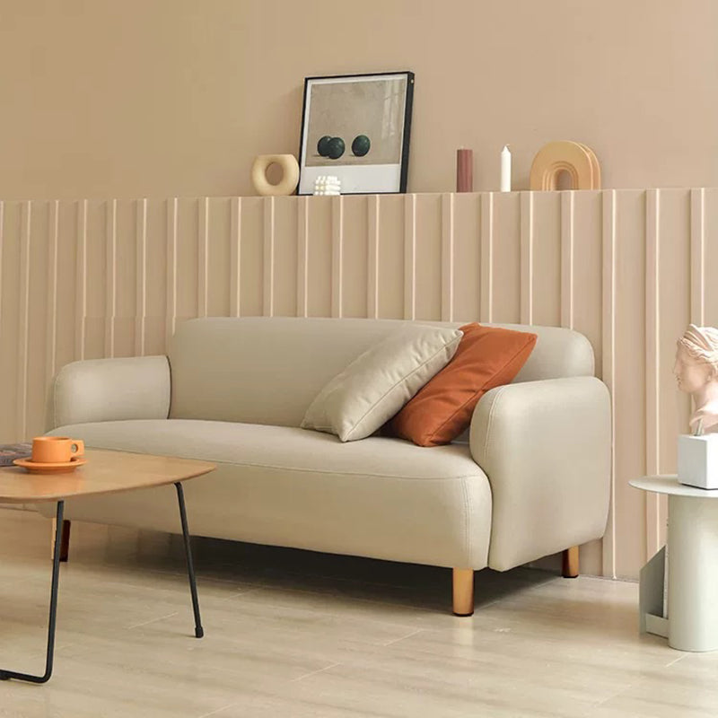 Cushioned Backrest Sponge Padded Fabric Beige/orange/dark Green Sofa Clearhalo 'furn' 'furn_sofas' 'Furniture' 'furniture_sofas' 'kitchen' 'kitchen_sofas' 'Living Room Furniture' 'Sofa' 'sofas' 4804830