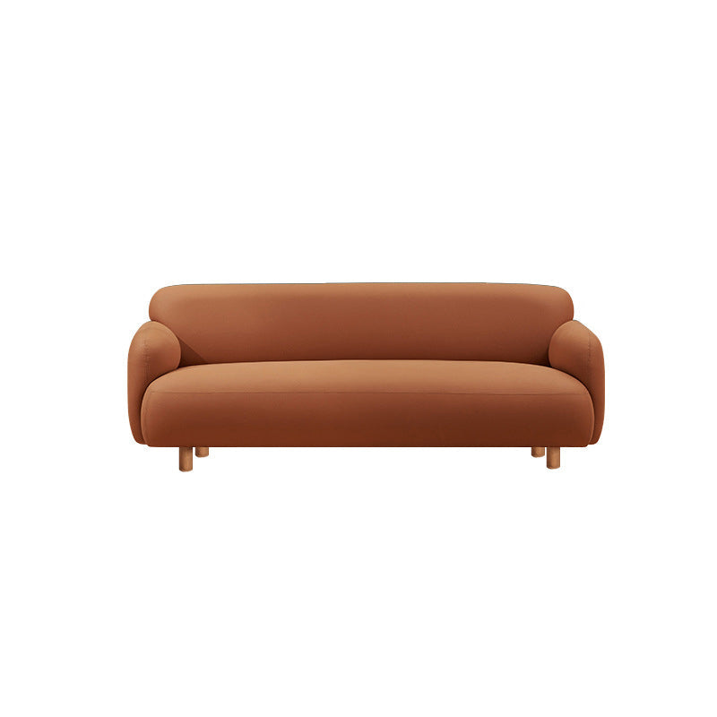 Cushioned Backrest Sponge Padded Fabric Beige/orange/dark Green Sofa 63"L x 31"W x 28"H Orange-Red Clearhalo 'furn' 'furn_sofas' 'Furniture' 'furniture_sofas' 'kitchen' 'kitchen_sofas' 'Living Room Furniture' 'Sofa' 'sofas' 4804839
