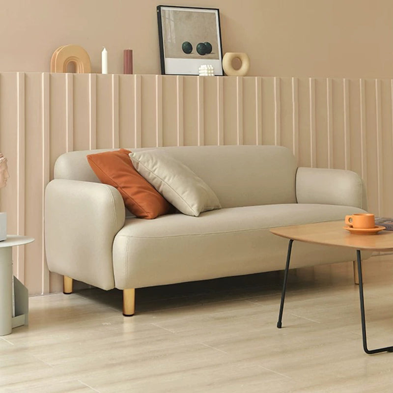 Cushioned Backrest Sponge Padded Fabric Beige/orange/dark Green Sofa Clearhalo 'furn' 'furn_sofas' 'Furniture' 'furniture_sofas' 'kitchen' 'kitchen_sofas' 'Living Room Furniture' 'Sofa' 'sofas' 4804841