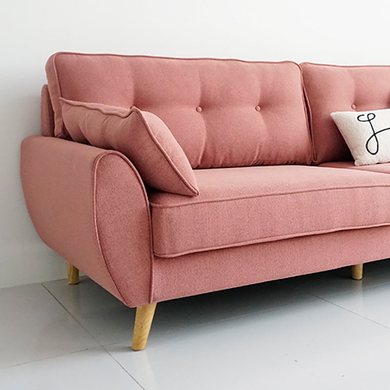 34.64"H Scandinavian Microfibe Pillow Top Arm Solid Color Tufted Sofa for Apartment Clearhalo 'furn' 'furn_sofas' 'Furniture' 'furniture_sofas' 'kitchen' 'kitchen_sofas' 'Living Room Furniture' 'Sofa' 'sofas' 4804852