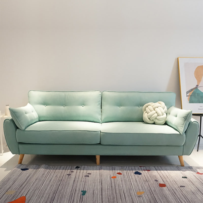 34.64"H Scandinavian Microfibe Pillow Top Arm Solid Color Tufted Sofa for Apartment Green Clearhalo 'furn' 'furn_sofas' 'Furniture' 'furniture_sofas' 'kitchen' 'kitchen_sofas' 'Living Room Furniture' 'Sofa' 'sofas' 4804857