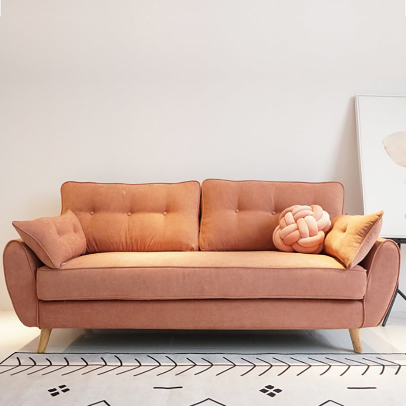 34.64"H Scandinavian Microfibe Pillow Top Arm Solid Color Tufted Sofa for Apartment Cameo Brown Clearhalo 'furn' 'furn_sofas' 'Furniture' 'furniture_sofas' 'kitchen' 'kitchen_sofas' 'Living Room Furniture' 'Sofa' 'sofas' 4804860
