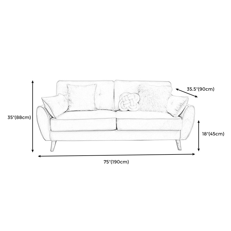 34.64"H Scandinavian Microfibe Pillow Top Arm Solid Color Tufted Sofa for Apartment Clearhalo 'furn' 'furn_sofas' 'Furniture' 'furniture_sofas' 'kitchen' 'kitchen_sofas' 'Living Room Furniture' 'Sofa' 'sofas' 4804863