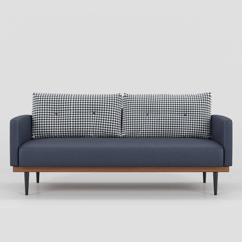 Square Arm Sofa Sofa 31.5" D x 29.53" H Faux Leather/Linen Sofa Antique Blue Clearhalo 'furn' 'furn_sofas' 'Furniture' 'furniture_sofas' 'kitchen' 'kitchen_sofas' 'Living Room Furniture' 'Sofa' 'sofas' 4804877