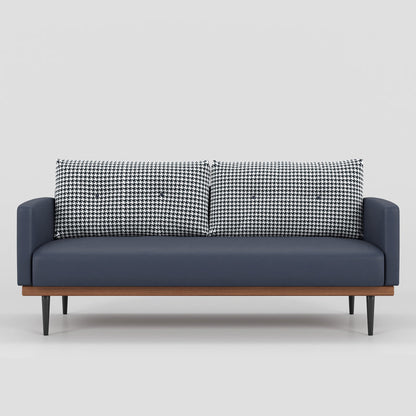 Square Arm Sofa Sofa 31.5" D x 29.53" H Faux Leather/Linen Sofa Antique Blue Clearhalo 'furn' 'furn_sofas' 'Furniture' 'furniture_sofas' 'kitchen' 'kitchen_sofas' 'Living Room Furniture' 'Sofa' 'sofas' 4804877