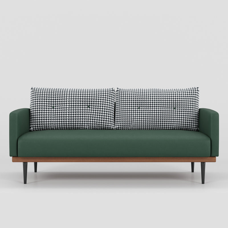 Square Arm Sofa Sofa 31.5" D x 29.53" H Faux Leather/Linen Sofa Green Clearhalo 'furn' 'furn_sofas' 'Furniture' 'furniture_sofas' 'kitchen' 'kitchen_sofas' 'Living Room Furniture' 'Sofa' 'sofas' 4804878