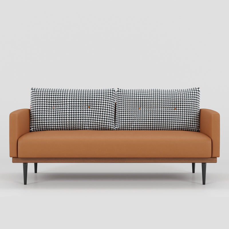 Square Arm Sofa Sofa 31.5" D x 29.53" H Faux Leather/Linen Sofa Orange Clearhalo 'furn' 'furn_sofas' 'Furniture' 'furniture_sofas' 'kitchen' 'kitchen_sofas' 'Living Room Furniture' 'Sofa' 'sofas' 4804879