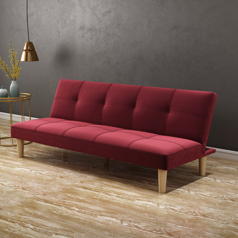 Modern Convertible Armless Sofa Velvet Biscuit Back 2/3-seat Sofa Red Clearhalo 'furn' 'furn_sofas' 'Furniture' 'furniture_sofas' 'kitchen' 'kitchen_sofas' 'Living Room Furniture' 'Sofa' 'sofas' 4804887