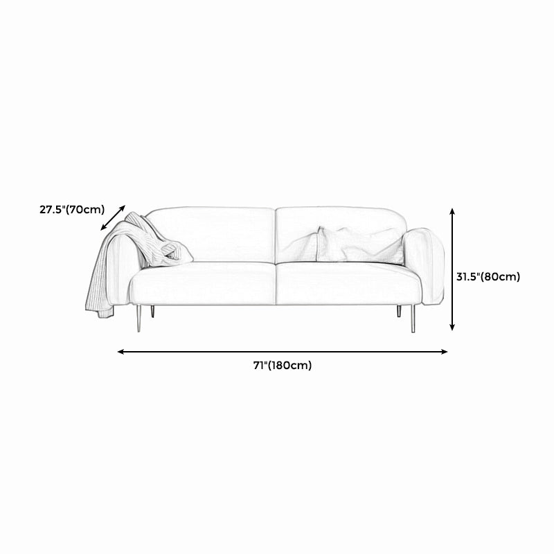 Modern Style Round Armrest Sponge/latex Cushion Pink/white/Hussey/green Fabric Sofa Clearhalo 'furn' 'furn_sofas' 'Furniture' 'furniture_sofas' 'kitchen' 'kitchen_sofas' 'Living Room Furniture' 'Sofa' 'sofas' 4804943