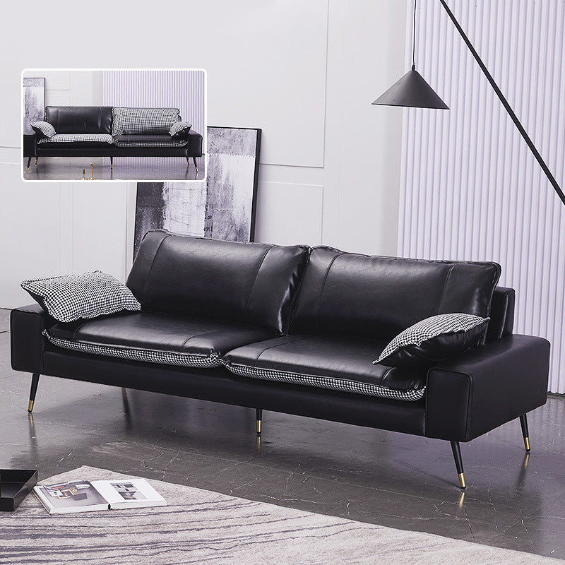 2-seater Bonus Room Square Arm Standard Cushions Modern Seating Black Clearhalo 'Furniture' 'furniture_sofas' 'kitchen' 'kitchen_sofas' 'Living Room Furniture' 'Sofa' 'sofas' 4804956