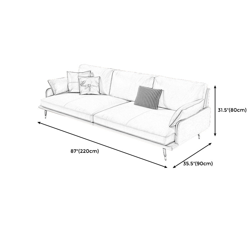 Modern Sofa with Bolster Pillows 31.5"High Square Arm Sofa with Hair Pin Legs, Dark Brown Clearhalo 'furn' 'furn_sofas' 'Furniture' 'furniture_sofas' 'kitchen' 'kitchen_sofas' 'Living Room Furniture' 'Sofa' 'sofas' 4805029