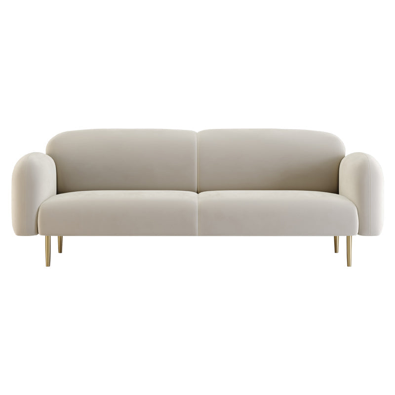 Velvet Modern Standard Sewn Pillow Back Sofa 27.5"W Square Arm with Bolster Pillows Clearhalo 'furn' 'furn_sofas' 'Furniture' 'furniture_sofas' 'kitchen' 'kitchen_sofas' 'Living Room Furniture' 'Sofa' 'sofas' 4805036