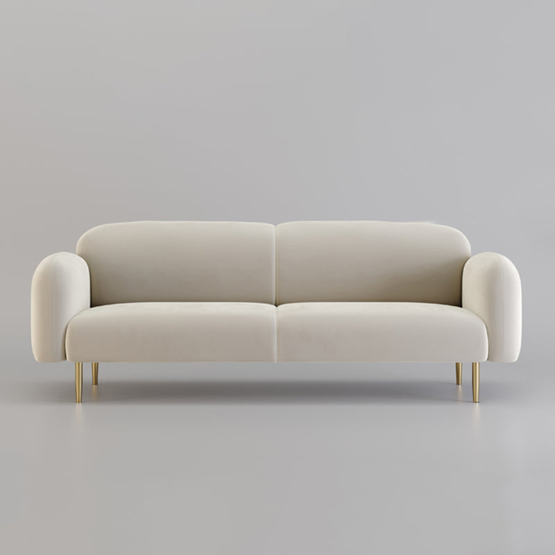 Velvet Modern Standard Sewn Pillow Back Sofa 27.5"W Square Arm with Bolster Pillows Clearhalo 'furn' 'furn_sofas' 'Furniture' 'furniture_sofas' 'kitchen' 'kitchen_sofas' 'Living Room Furniture' 'Sofa' 'sofas' 4805040