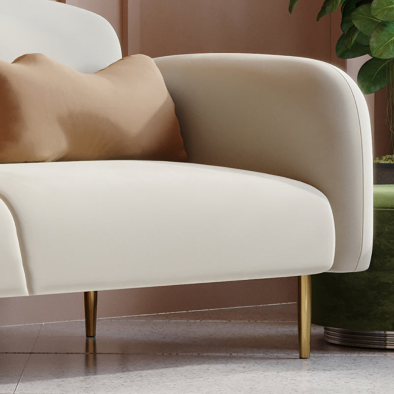 Velvet Modern Standard Sewn Pillow Back Sofa 27.5"W Square Arm with Bolster Pillows Clearhalo 'furn' 'furn_sofas' 'Furniture' 'furniture_sofas' 'kitchen' 'kitchen_sofas' 'Living Room Furniture' 'Sofa' 'sofas' 4805041