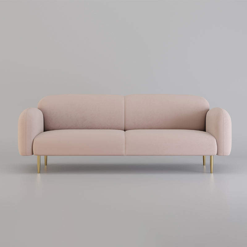 Velvet Modern Standard Sewn Pillow Back Sofa 27.5"W Square Arm with Bolster Pillows Pink Clearhalo 'furn' 'furn_sofas' 'Furniture' 'furniture_sofas' 'kitchen' 'kitchen_sofas' 'Living Room Furniture' 'Sofa' 'sofas' 4805044