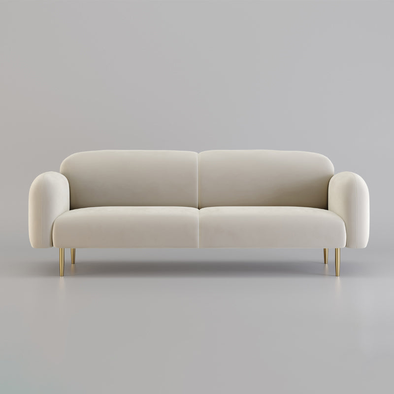 Velvet Modern Standard Sewn Pillow Back Sofa 27.5"W Square Arm with Bolster Pillows Clearhalo 'furn' 'furn_sofas' 'Furniture' 'furniture_sofas' 'kitchen' 'kitchen_sofas' 'Living Room Furniture' 'Sofa' 'sofas' 4805046