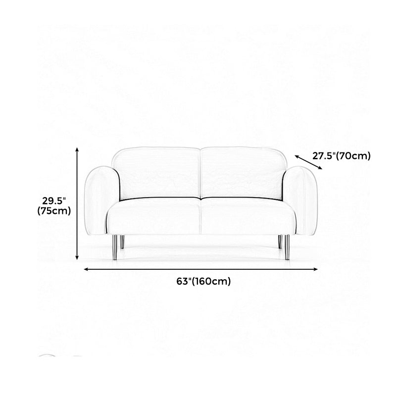 Velvet Modern Standard Sewn Pillow Back Sofa 27.5"W Square Arm with Bolster Pillows Clearhalo 'furn' 'furn_sofas' 'Furniture' 'furniture_sofas' 'kitchen' 'kitchen_sofas' 'Living Room Furniture' 'Sofa' 'sofas' 4805048