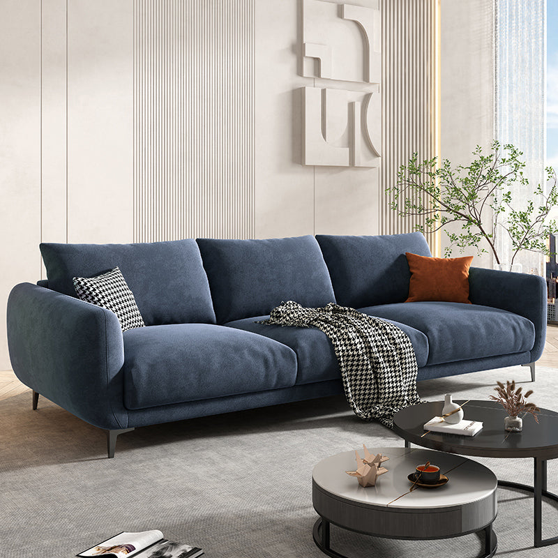 Velvet Modern Standard Sofa 35.5"W Square Arm Sofa with Bolster Pillows for Living Room Airy Blue Clearhalo 'furn' 'furn_sofas' 'Furniture' 'furniture_sofas' 'kitchen' 'kitchen_sofas' 'Living Room Furniture' 'Sofa' 'sofas' 4805055