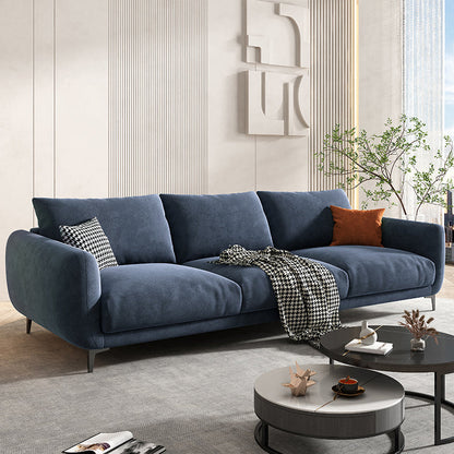 Velvet Modern Standard Sofa 35.5"W Square Arm Sofa with Bolster Pillows for Living Room Airy Blue Clearhalo 'furn' 'furn_sofas' 'Furniture' 'furniture_sofas' 'kitchen' 'kitchen_sofas' 'Living Room Furniture' 'Sofa' 'sofas' 4805055