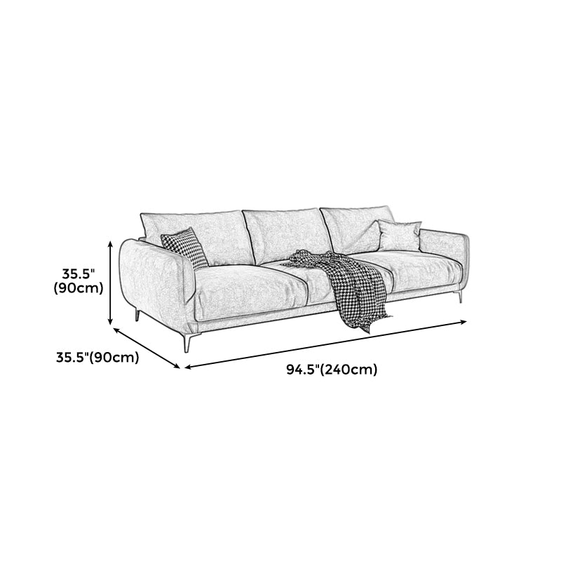 Velvet Modern Standard Sofa 35.5"W Square Arm Sofa with Bolster Pillows for Living Room Clearhalo 'furn' 'furn_sofas' 'Furniture' 'furniture_sofas' 'kitchen' 'kitchen_sofas' 'Living Room Furniture' 'Sofa' 'sofas' 4805062