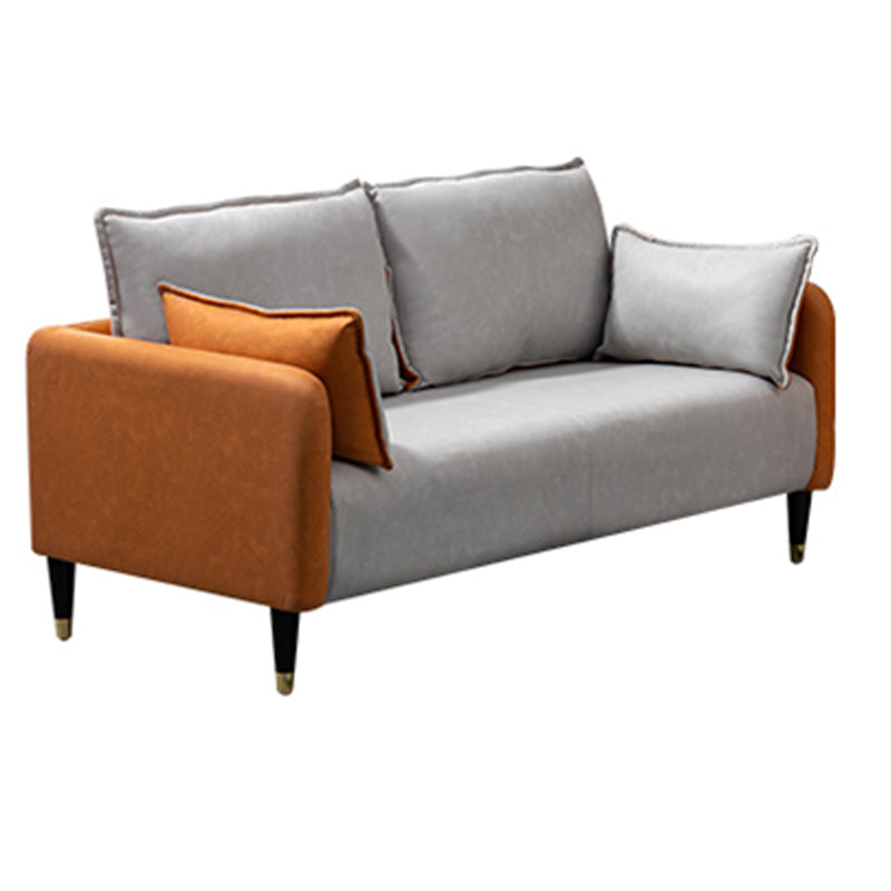 29.92" H Faux Leather Square Arm Modern Sofa with 2 Pillows for Living Room, Apartment Clearhalo 'furn' 'furn_sofas' 'Furniture' 'furniture_sofas' 'kitchen' 'kitchen_sofas' 'Living Room Furniture' 'Sofa' 'sofas' 4805075