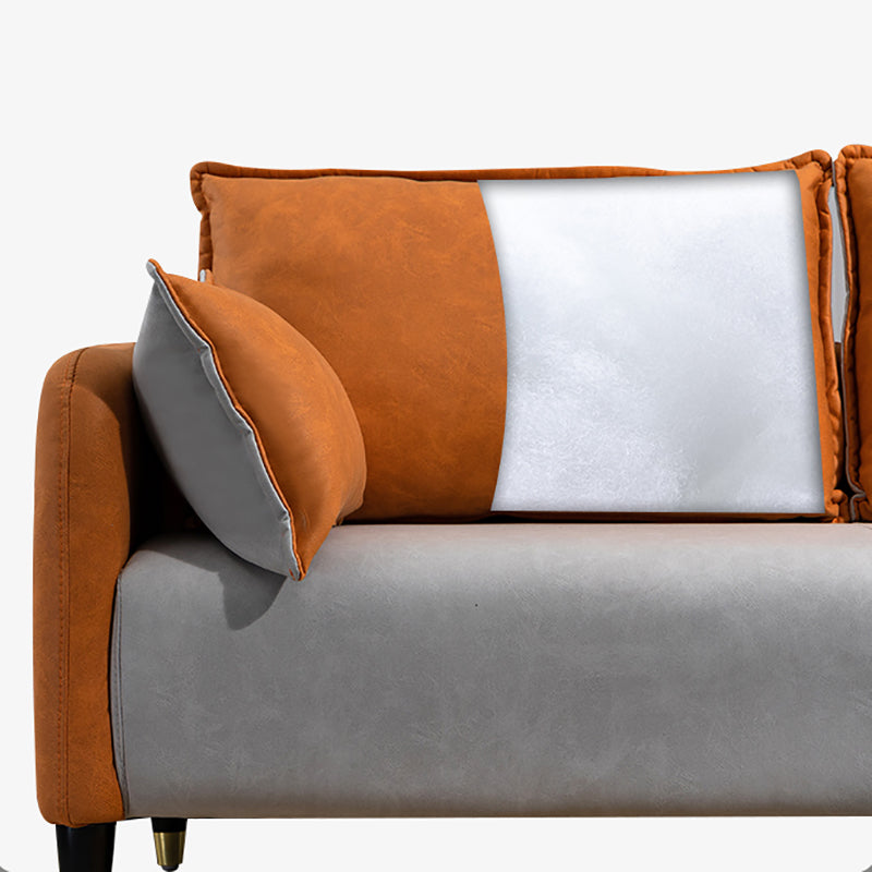 29.92" H Faux Leather Square Arm Modern Sofa with 2 Pillows for Living Room, Apartment Clearhalo 'furn' 'furn_sofas' 'Furniture' 'furniture_sofas' 'kitchen' 'kitchen_sofas' 'Living Room Furniture' 'Sofa' 'sofas' 4805078