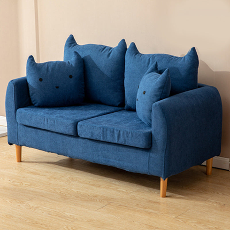 22.83" H Velvet Square Arm Modern Sofa with Tight Back slipcovered Sofa Dark Blue Clearhalo 'furn' 'furn_sofas' 'Furniture' 'furniture_sofas' 'kitchen' 'kitchen_sofas' 'Living Room Furniture' 'Sofa' 'sofas' 4805092
