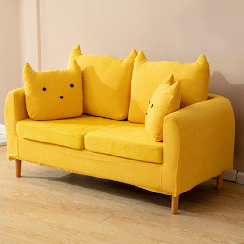 22.83" H Velvet Square Arm Modern Sofa with Tight Back slipcovered Sofa Yellow Clearhalo 'furn' 'furn_sofas' 'Furniture' 'furniture_sofas' 'kitchen' 'kitchen_sofas' 'Living Room Furniture' 'Sofa' 'sofas' 4805093