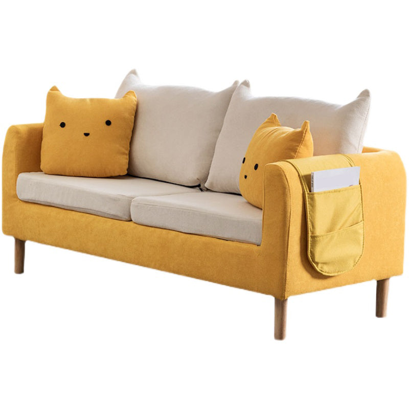 22.83" H Velvet Square Arm Modern Sofa with Tight Back slipcovered Sofa Clearhalo 'furn' 'furn_sofas' 'Furniture' 'furniture_sofas' 'kitchen' 'kitchen_sofas' 'Living Room Furniture' 'Sofa' 'sofas' 4805094