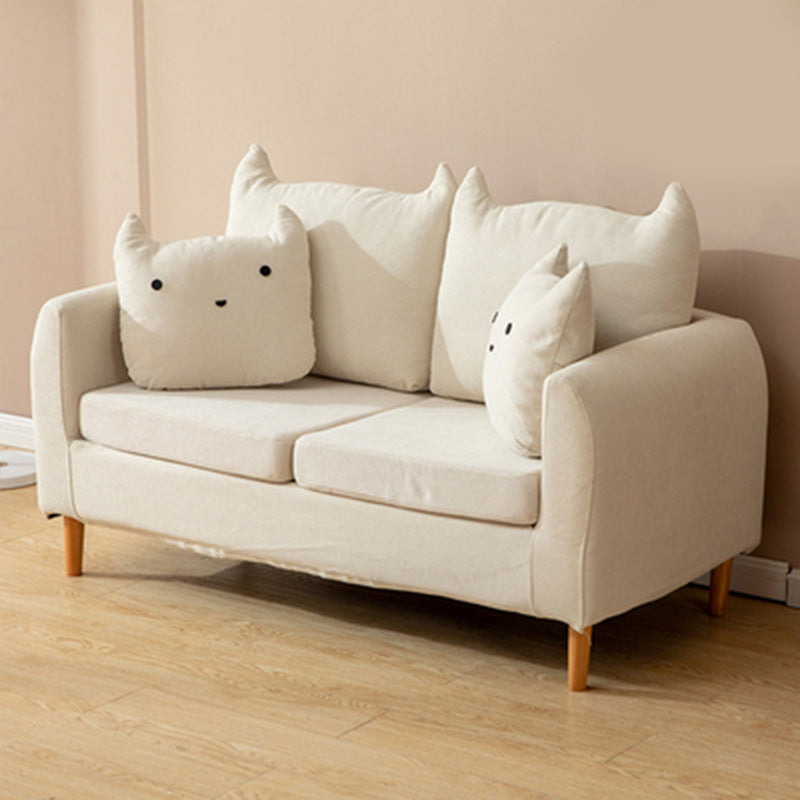 22.83" H Velvet Square Arm Modern Sofa with Tight Back slipcovered Sofa Off-White Clearhalo 'furn' 'furn_sofas' 'Furniture' 'furniture_sofas' 'kitchen' 'kitchen_sofas' 'Living Room Furniture' 'Sofa' 'sofas' 4805103