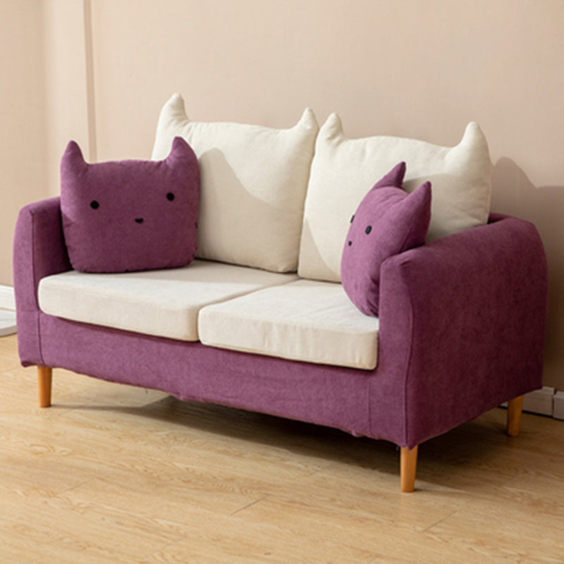 22.83" H Velvet Square Arm Modern Sofa with Tight Back slipcovered Sofa Purple White Clearhalo 'furn' 'furn_sofas' 'Furniture' 'furniture_sofas' 'kitchen' 'kitchen_sofas' 'Living Room Furniture' 'Sofa' 'sofas' 4805104