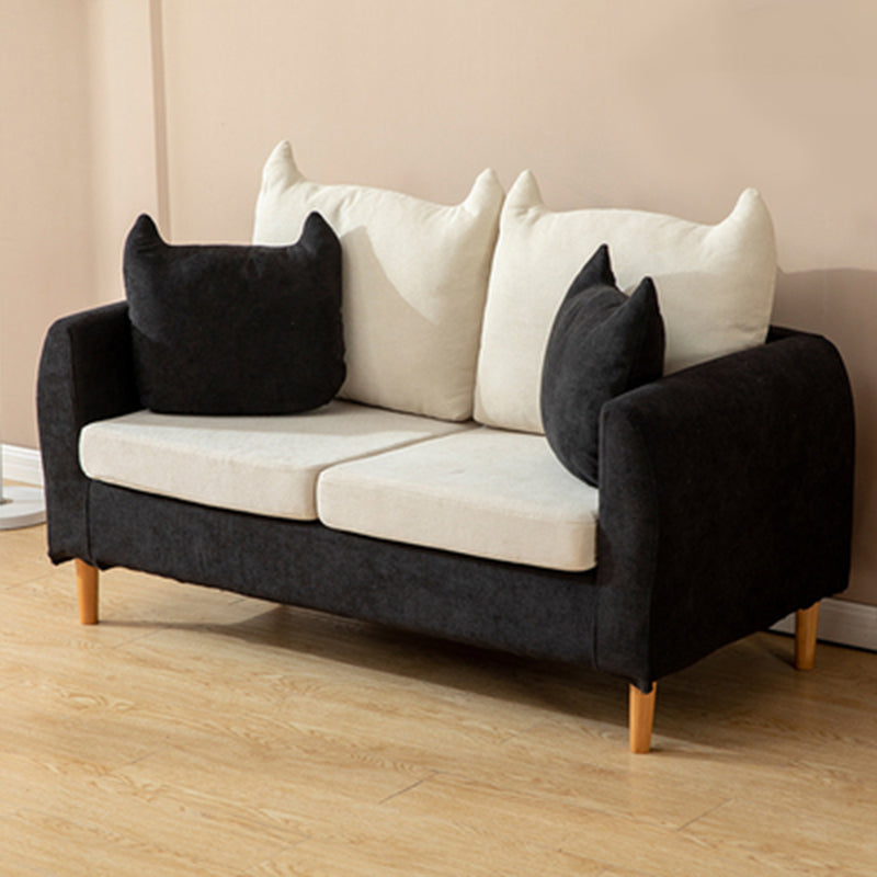 22.83" H Velvet Square Arm Modern Sofa with Tight Back slipcovered Sofa Black White Clearhalo 'furn' 'furn_sofas' 'Furniture' 'furniture_sofas' 'kitchen' 'kitchen_sofas' 'Living Room Furniture' 'Sofa' 'sofas' 4805109