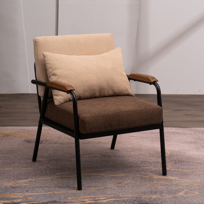 Black Industrial Linen Sofa with Bolster Pillows 29.53"High Square Arm Sofa 43.3"L x 23.6"W x 29.5"H Light Coffee Clearhalo 'furn' 'furn_sofas' 'Furniture' 'furniture_sofas' 'kitchen' 'kitchen_sofas' 'Living Room Furniture' 'Sofa' 'sofas' 4805124