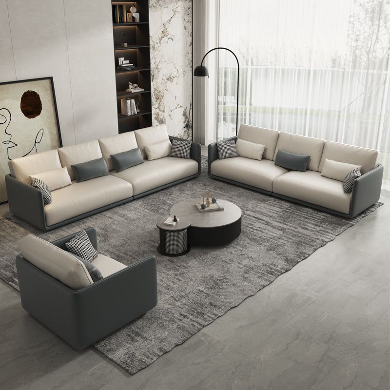 Polyester Modern Sofa 35"W Square Arm Sofa Sofa with Bolster Pillows for Living Room Clearhalo 'furn' 'furn_sofas' 'Furniture' 'furniture_sofas' 'kitchen' 'kitchen_sofas' 'Living Room Furniture' 'Sofa' 'sofas' 4805191