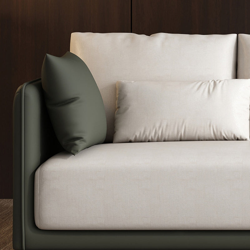 Polyester Modern Sofa 35"W Square Arm Sofa Sofa with Bolster Pillows for Living Room Clearhalo 'furn' 'furn_sofas' 'Furniture' 'furniture_sofas' 'kitchen' 'kitchen_sofas' 'Living Room Furniture' 'Sofa' 'sofas' 4805195