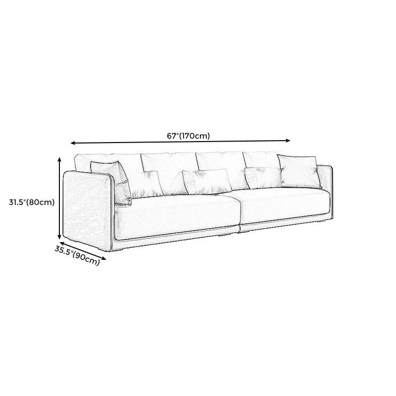 Polyester Modern Sofa 35"W Square Arm Sofa Sofa with Bolster Pillows for Living Room Clearhalo 'furn' 'furn_sofas' 'Furniture' 'furniture_sofas' 'kitchen' 'kitchen_sofas' 'Living Room Furniture' 'Sofa' 'sofas' 4805200