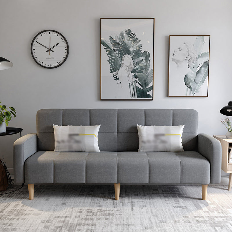 Transitional Modern Loose Back Linen Square Arm Settee with slipcovered 79"L x 43.5"W x 31.5"H Grey Clearhalo 'furn' 'furn_sofas' 'Furniture' 'furniture_sofas' 'kitchen' 'kitchen_sofas' 'Living Room Furniture' 'Sofa' 'sofas' 4805201
