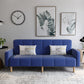 Transitional Modern Loose Back Linen Square Arm Settee with slipcovered Royal Blue Clearhalo 'furn' 'furn_sofas' 'Furniture' 'furniture_sofas' 'kitchen' 'kitchen_sofas' 'Living Room Furniture' 'Sofa' 'sofas' 4805213