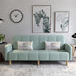 Transitional Modern Loose Back Linen Square Arm Settee with slipcovered Mint Green Clearhalo 'furn' 'furn_sofas' 'Furniture' 'furniture_sofas' 'kitchen' 'kitchen_sofas' 'Living Room Furniture' 'Sofa' 'sofas' 4805215