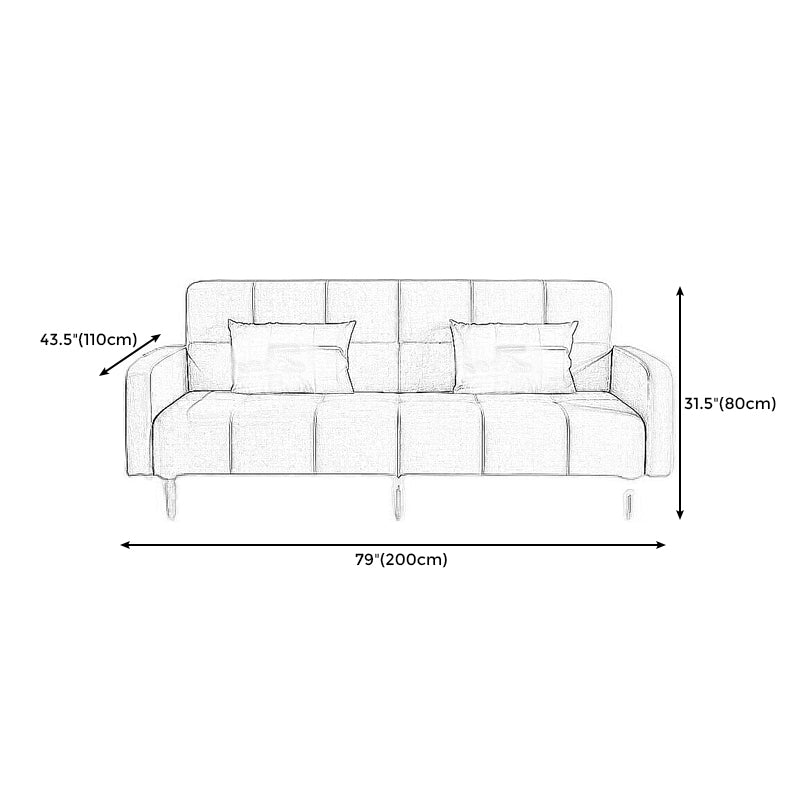 Transitional Modern Loose Back Linen Square Arm Settee with slipcovered Clearhalo 'furn' 'furn_sofas' 'Furniture' 'furniture_sofas' 'kitchen' 'kitchen_sofas' 'Living Room Furniture' 'Sofa' 'sofas' 4805218