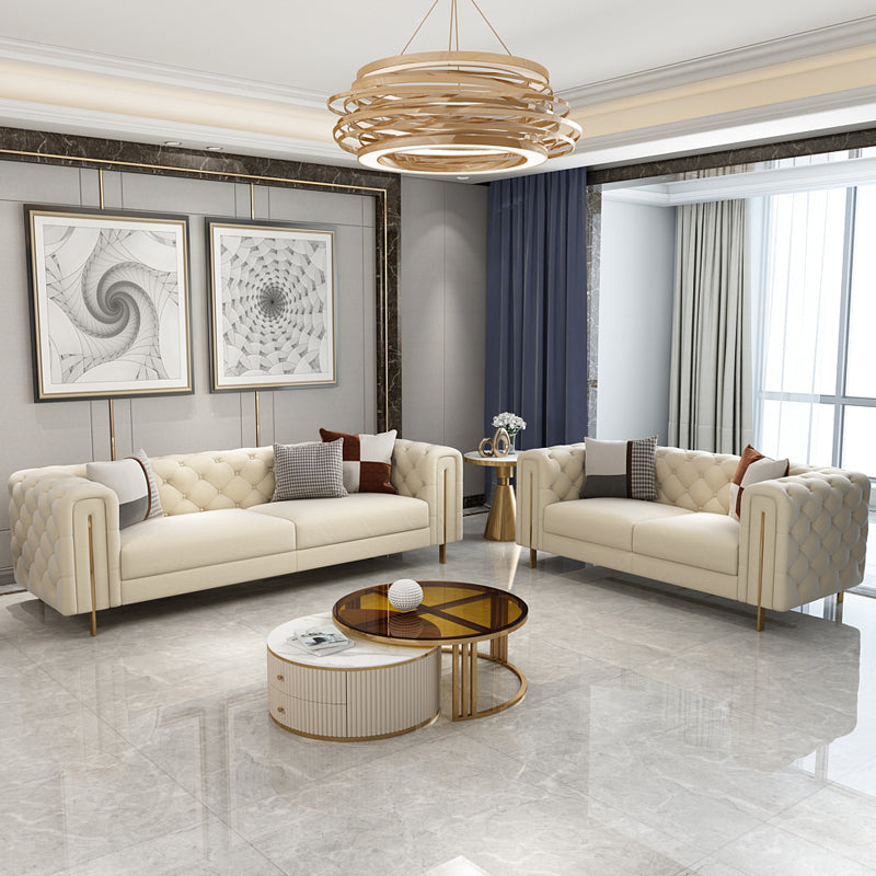 29.53"High Classic Glam Tuxedo Arm Sofa with Tufted Split-Back, Beige Clearhalo 'furn' 'furn_sofas' 'Furniture' 'furniture_sofas' 'kitchen' 'kitchen_sofas' 'Living Room Furniture' 'Sofa' 'sofas' 4805223