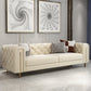 29.53"High Classic Glam Tuxedo Arm Sofa with Tufted Split-Back, Beige 102.4"L x 39.4"W x 29.5"H Clearhalo 'furn' 'furn_sofas' 'Furniture' 'furniture_sofas' 'kitchen' 'kitchen_sofas' 'Living Room Furniture' 'Sofa' 'sofas' 4805225