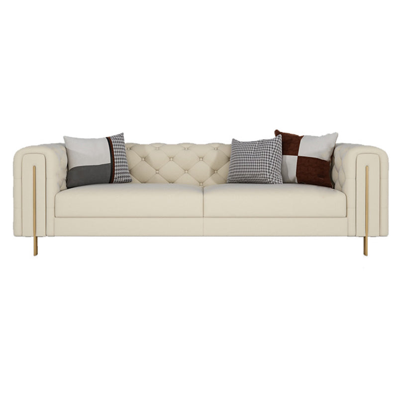 29.53"High Classic Glam Tuxedo Arm Sofa with Tufted Split-Back, Beige 85"L x 39.5"W x 29.5"H Clearhalo 'furn' 'furn_sofas' 'Furniture' 'furniture_sofas' 'kitchen' 'kitchen_sofas' 'Living Room Furniture' 'Sofa' 'sofas' 4805226