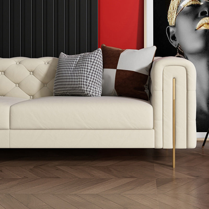 29.53"High Classic Glam Tuxedo Arm Sofa with Tufted Split-Back, Beige Clearhalo 'furn' 'furn_sofas' 'Furniture' 'furniture_sofas' 'kitchen' 'kitchen_sofas' 'Living Room Furniture' 'Sofa' 'sofas' 4805227