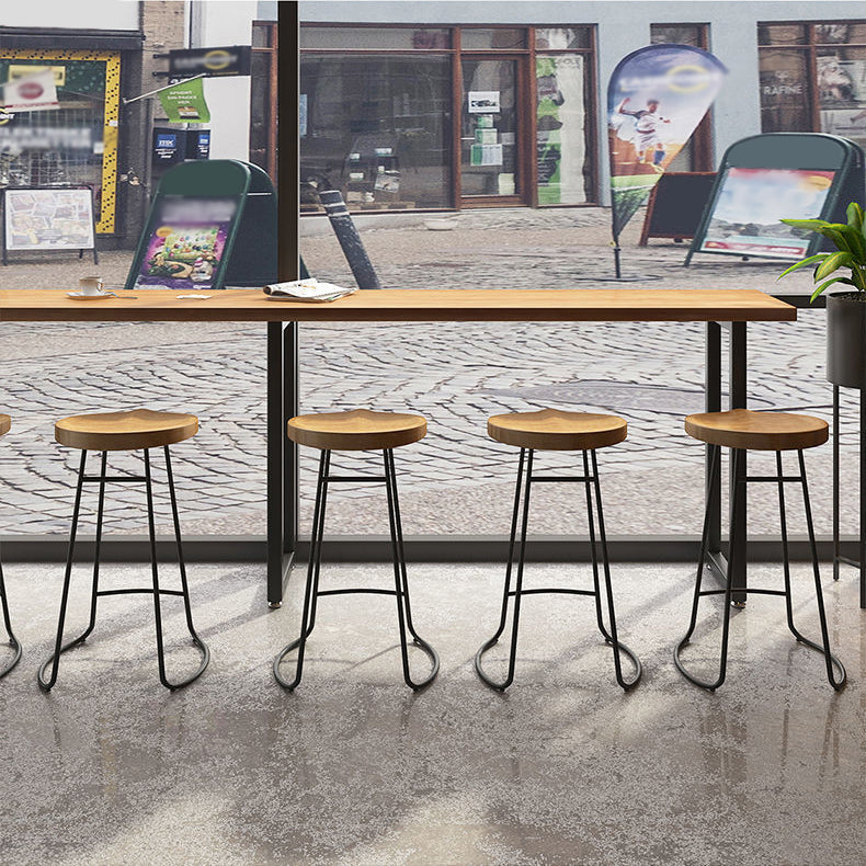 Pine Wood Bar Dining Table Industrial Bar Dining Table with Sled Base in Black Clearhalo 'Bar Furniture' 'Bar Tables' 'bar_tables' 'furn' 'furn_bar_tables' 'Furniture' 'furniture_bar_tables' 'Kitchen & Dining Furniture' 4806904