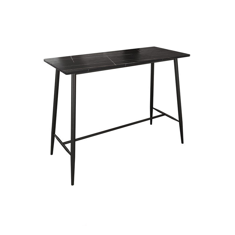 Rectangle Bar Table Contemporary Bar Table with Trestle Base,47.24"W x 23.62"L x 41.34"H Black Clearhalo 'Bar Furniture' 'Bar Tables' 'bar_tables' 'Furniture' 'furniture_bar_tables' 'Kitchen & Dining Furniture' 4806941