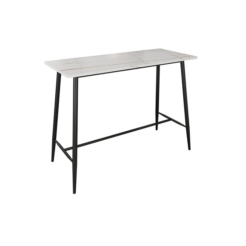Rectangle Bar Table Contemporary Bar Table with Trestle Base,47.24"W x 23.62"L x 41.34"H White-Gold Clearhalo 'Bar Furniture' 'Bar Tables' 'bar_tables' 'Furniture' 'furniture_bar_tables' 'Kitchen & Dining Furniture' 4806943